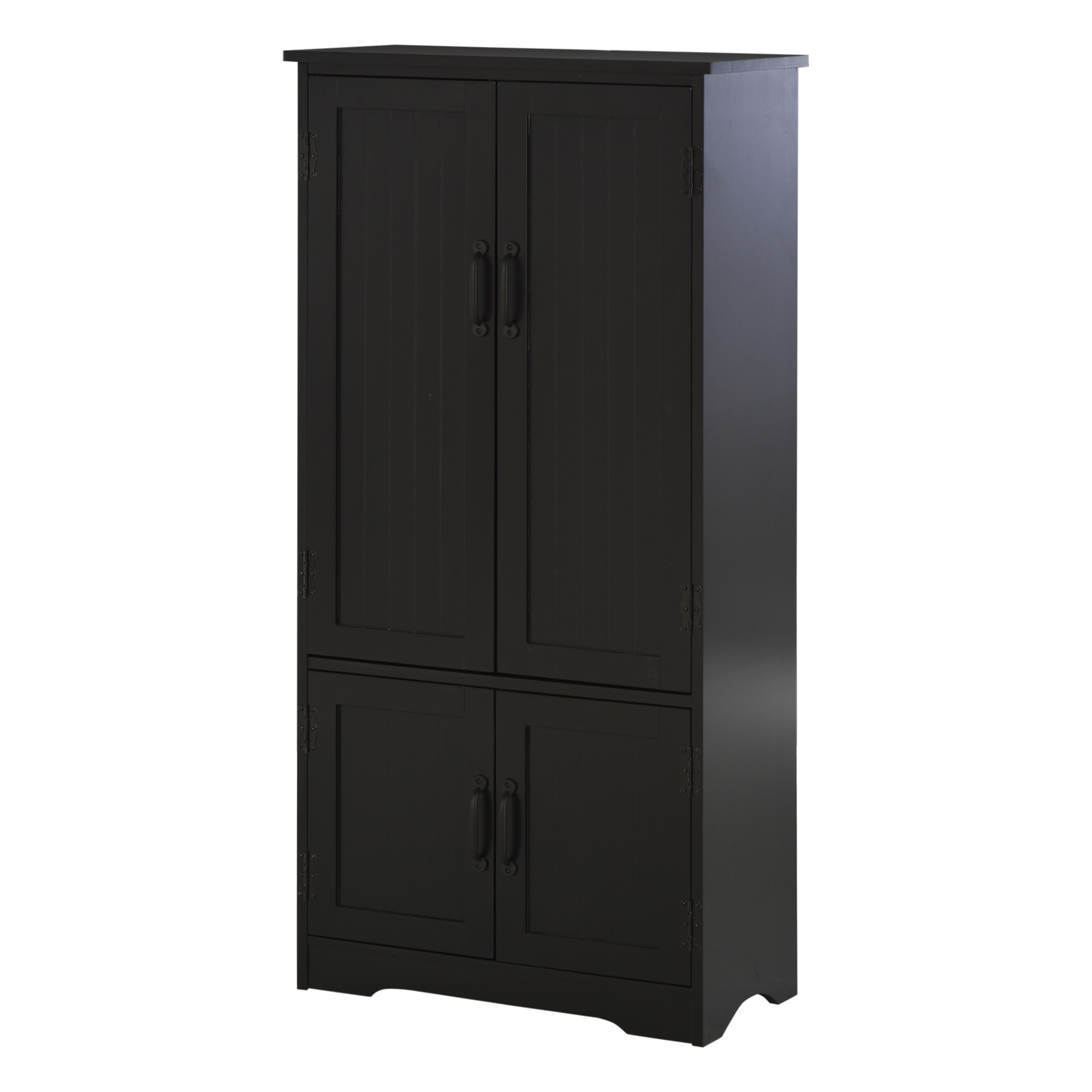 Armoire de cuisine contemporaine multi-rangements 2 placards 3 étagères MDF panneaux particules noir