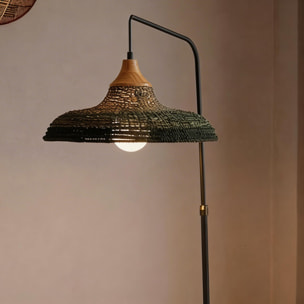 Forlight Korg pie de salon con pantalla de cuerda natural para bombilla E27