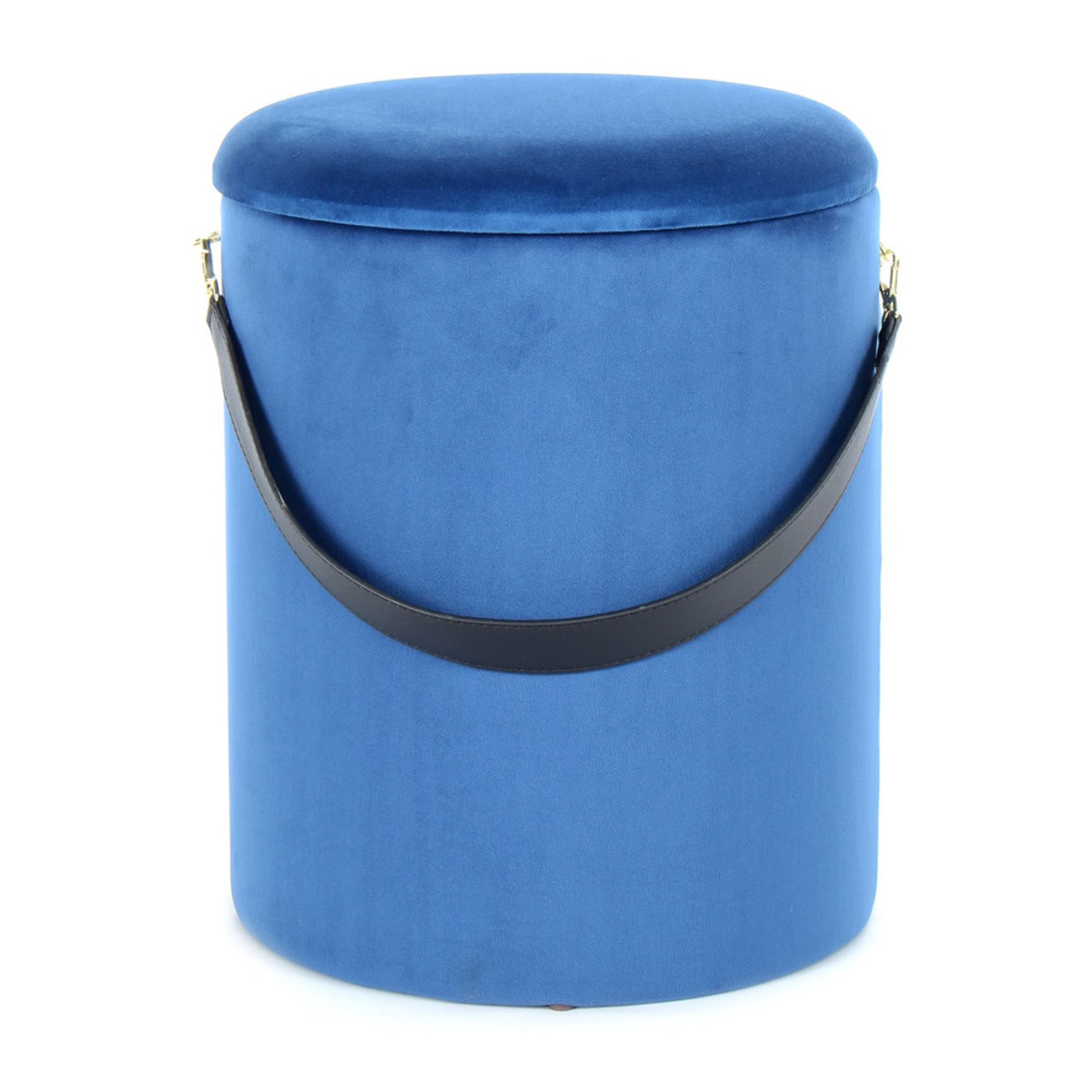 Set di 2 pouf contenitori Arabella in velluto blu e nero
