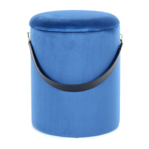 Set di 2 pouf contenitori Arabella in velluto blu e nero