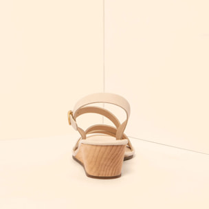 Sandalias con tacón N852 SOFT NAPPA CREAM/ GAIA color Cream