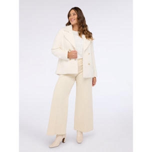 Fiorella Rubino - Camiseta de jersey con bordado tono sobre tono mangas tres cuartos - Blanco