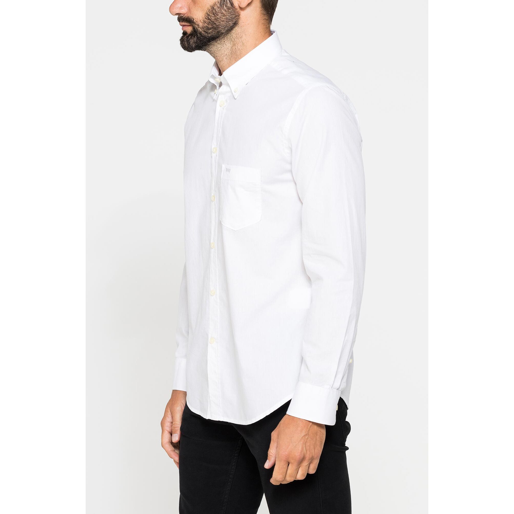 CAMICIA FANTASIA TINTO FILO CON COLLO BUTTON-DOWN