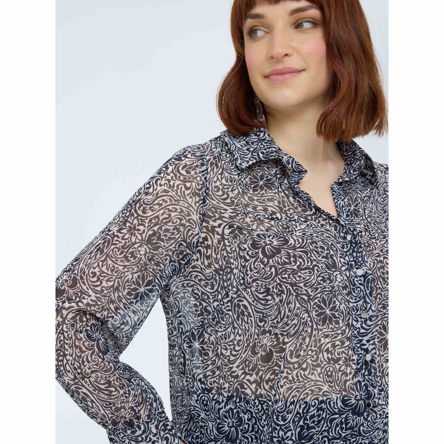 Fiorella Rubino - Camicia in creponne con stampa floreale - Blu