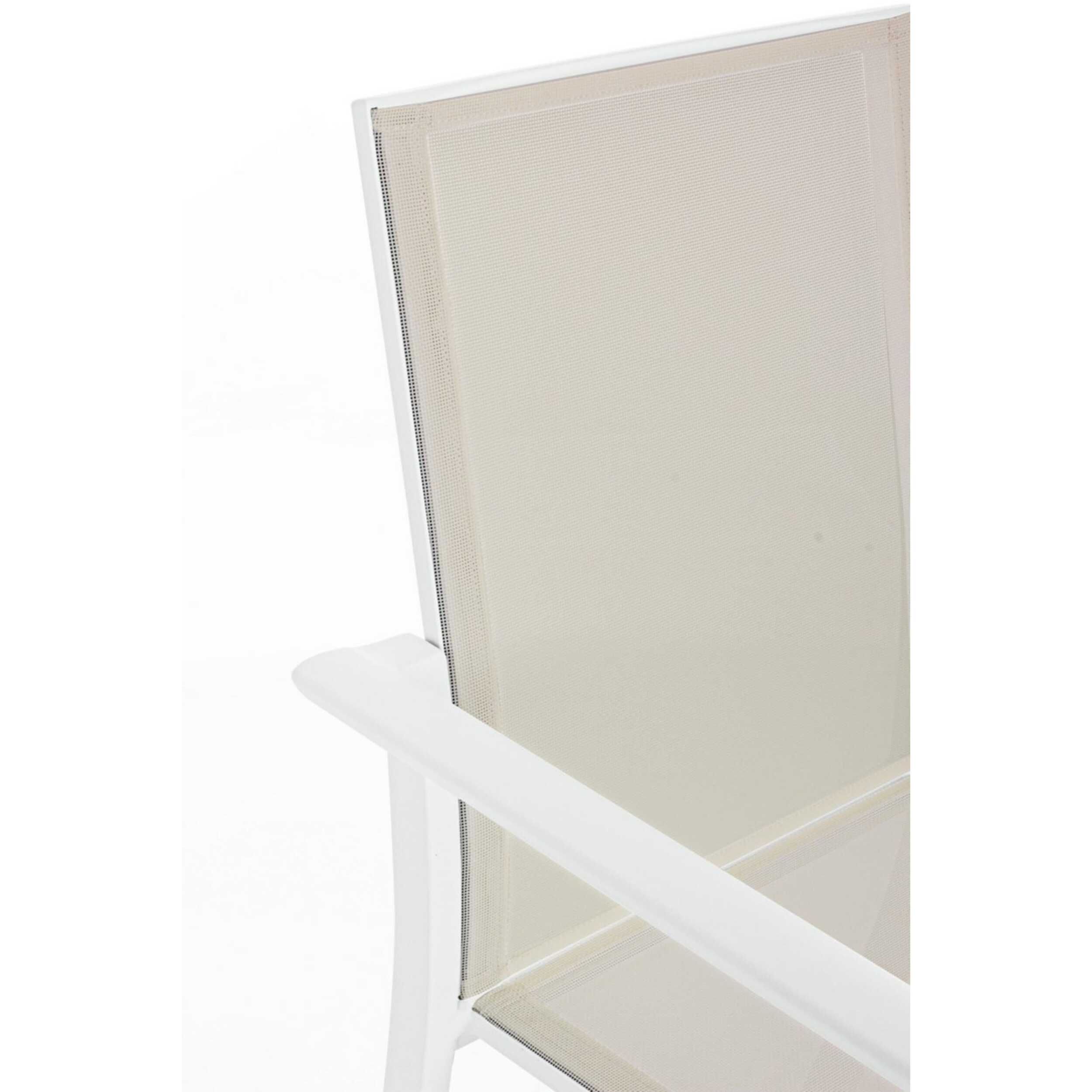 Set 4 sedie da giardino KONNOR in textilene beige e struttura in alluminio bianco