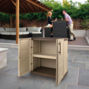 Armario de media altura en pp, material reciclable y ecológico, equipado con bisagras y estante ajustable 70x39x85,5cm