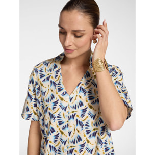 Elena Mirò - Vestido en popelín estampado - Azul