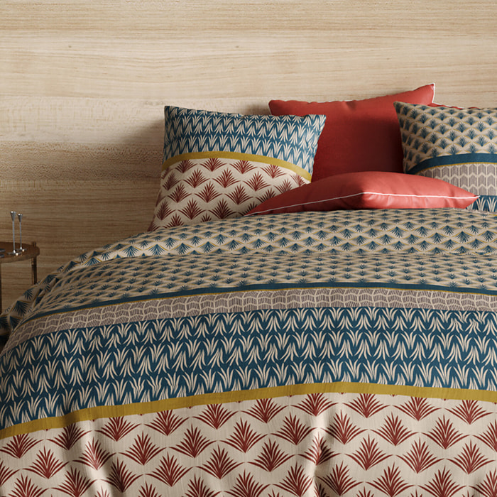 Parure housse de couette + 2 taies 100% coton 71fils manille
