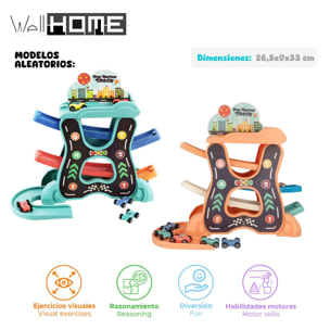 Well home juego de pista para coches en color aleatorio en naranja o azul con 6 coches