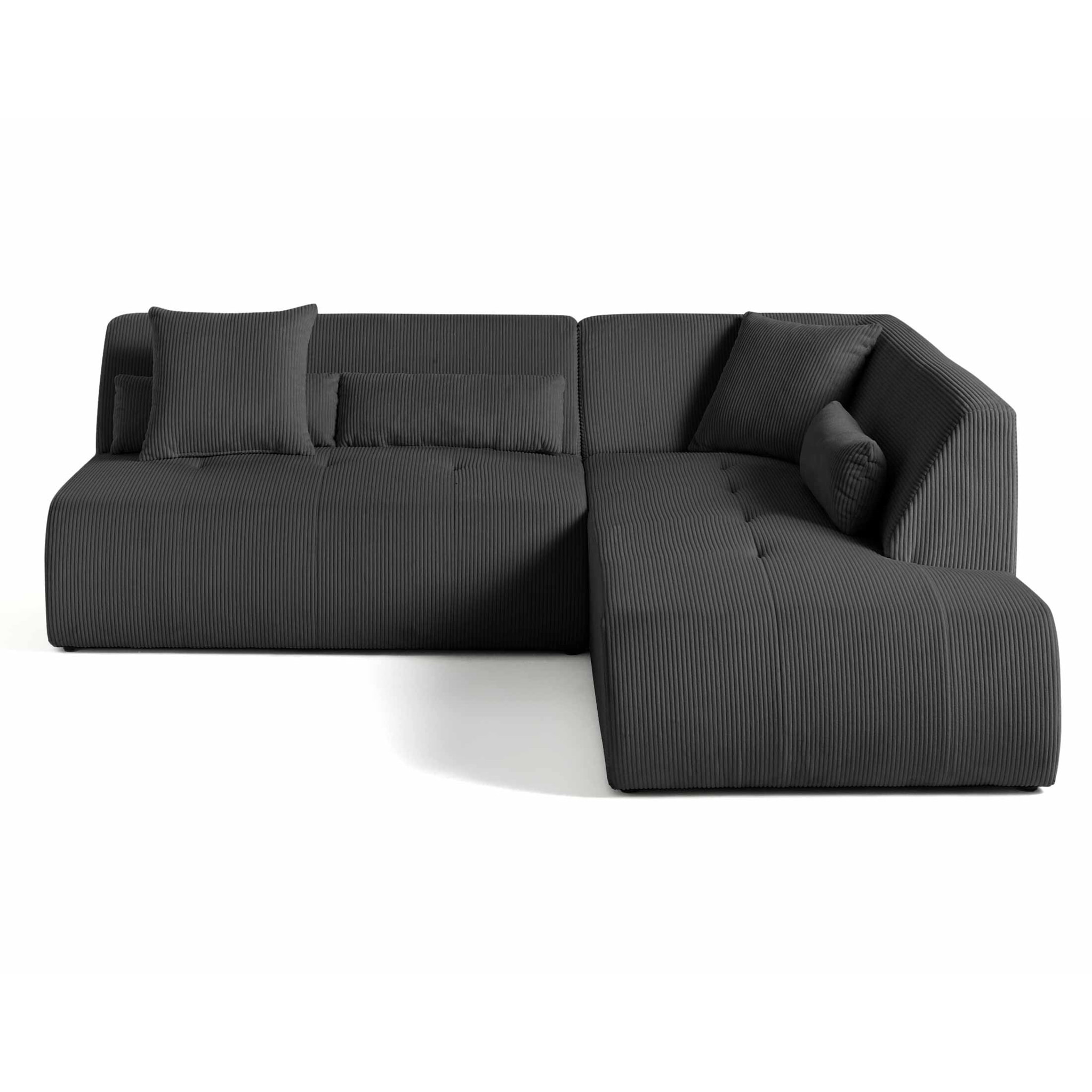 Onyx - canapé modulable d'angle droit - 5 places - en velours côtelé - Gris foncé