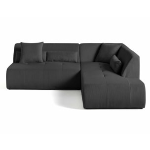 Onyx - canapé modulable d'angle droit - 5 places - en velours côtelé - Gris foncé