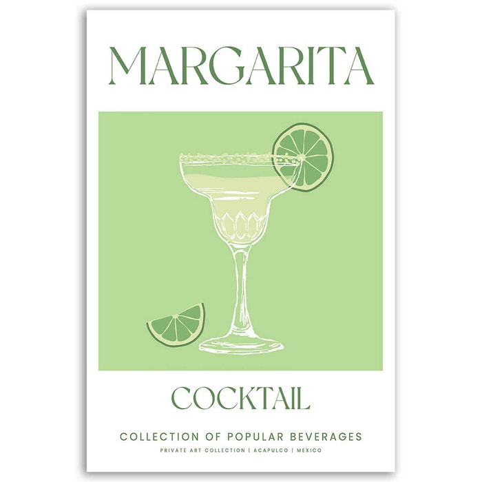 Tableau cocktail Margarita vintage Toile imprimée