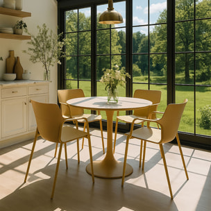 Ensemble de repas table et 4 fauteuils en polypropylène ocre MONTAUK