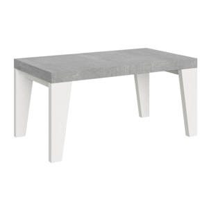 Mesa extensible 90x160/264 cm Naxy Mix tapa Cemento patas Fresno Blanco