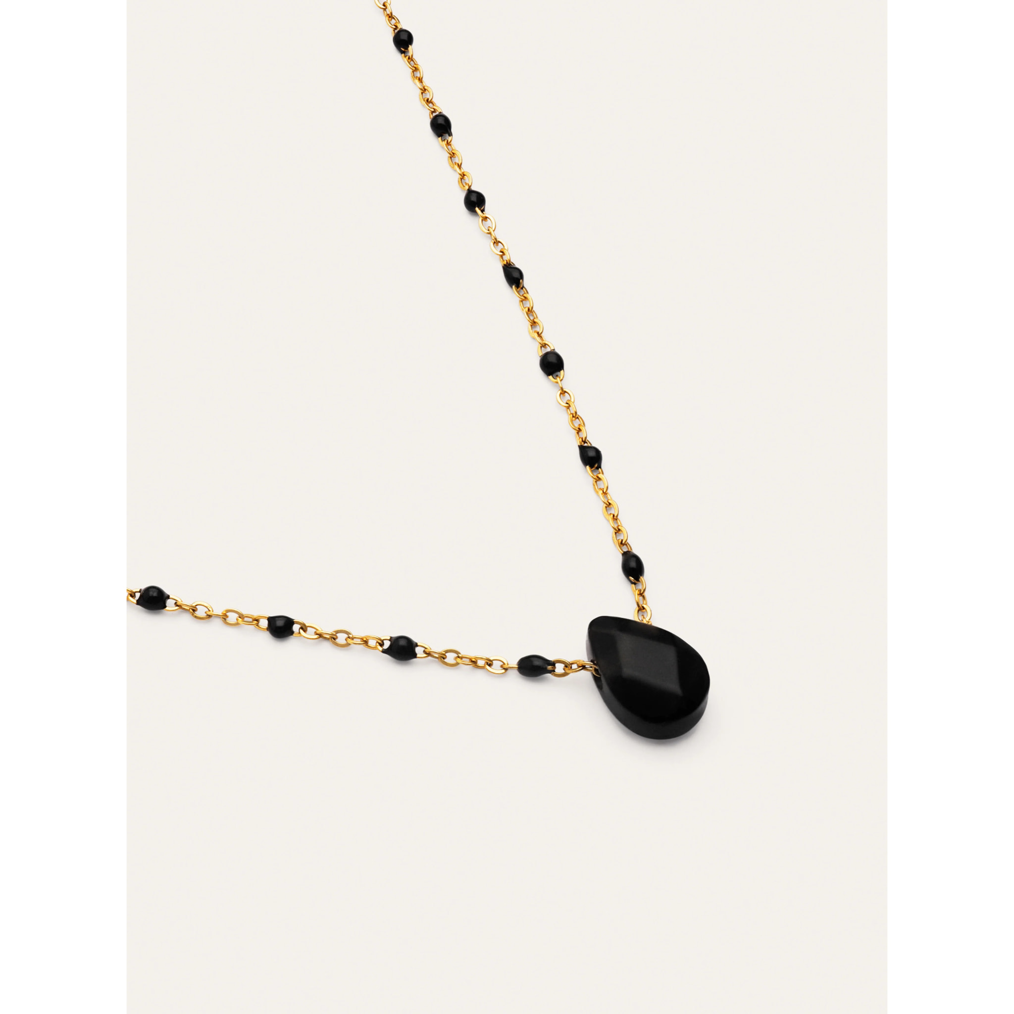 Collar Hydra Negro Acero Baño Oro