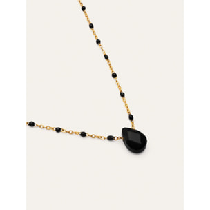 Collar Hydra Negro Acero Baño Oro