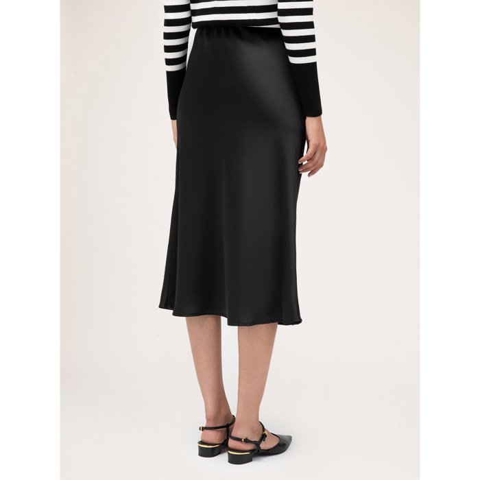 Motivi - Falda longuette en raso - Negro