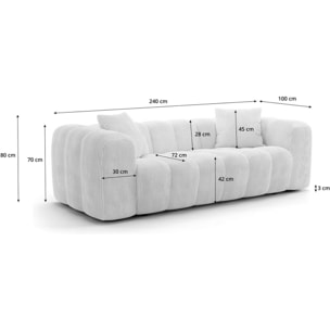 Canapé droit 3 places en tissu chenille - NUVOLA
