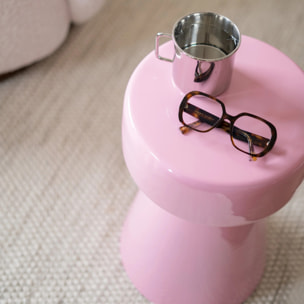 Table d'appoint ronde en métal rose D30 cm - Athéna