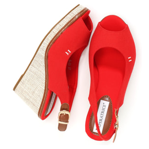 Sandali in tessuto con zeppa