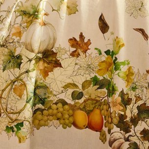 Nappe lin & coton lavé 190 g/m² imprimé beige orange Delices d'automne potiron