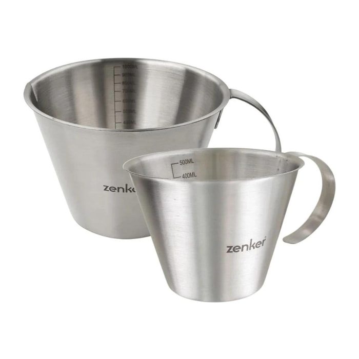 Lot de 2 verre doseur inox de 500 ml et 1 litre Zenker Smart Pastry