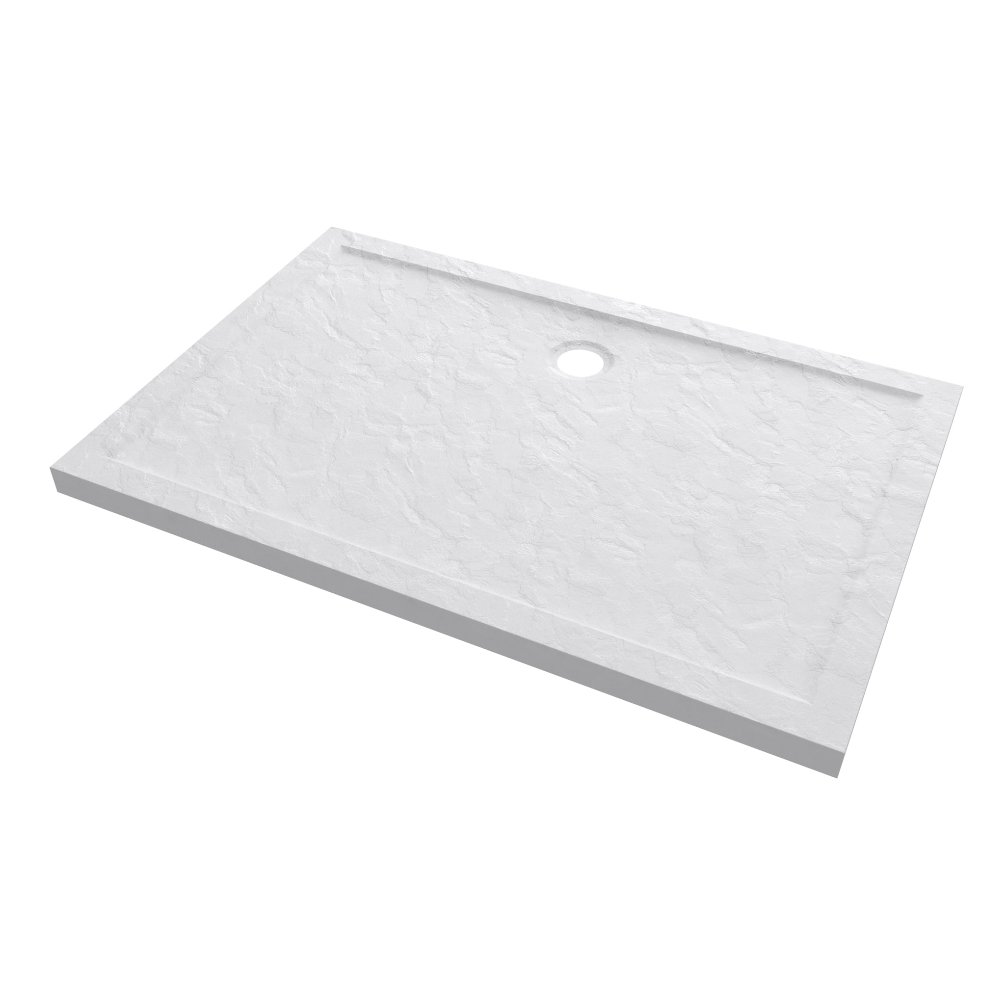 Receveur de Douche a Poser 120x80 cm Extra Plat en Acrylique Blanc Effet Pierre - MOON