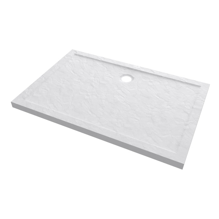 Receveur de Douche a Poser 120x80 cm Extra Plat en Acrylique Blanc Effet Pierre - MOON