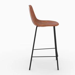 Chaise pour îlot central en cuir synthétique camel 65 cm - Henrik