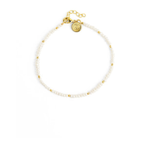 Pulsera Pearls Dots Acero Baño Oro