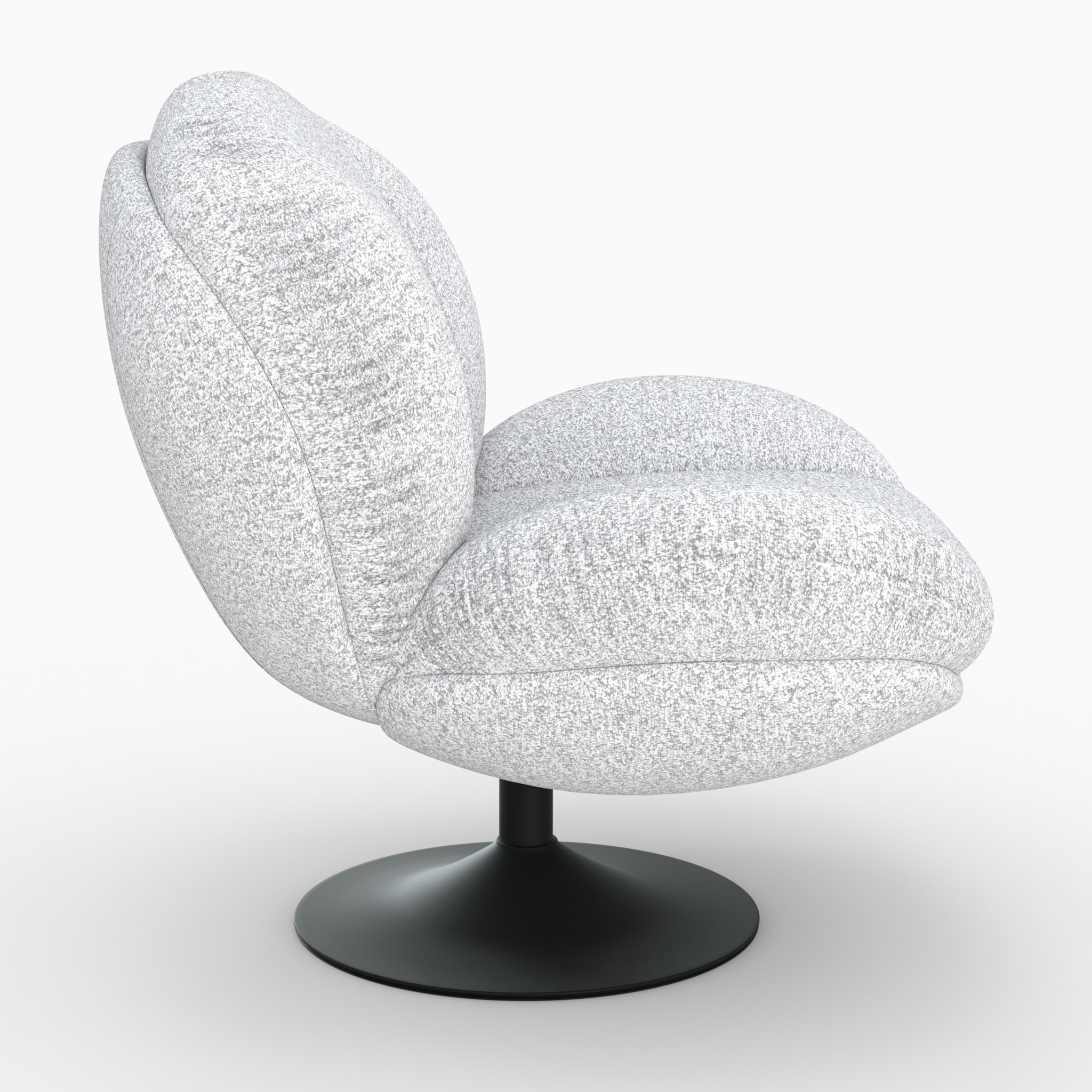 Fauteuil pivotant en tissu bouclé gris chiné - Ricci