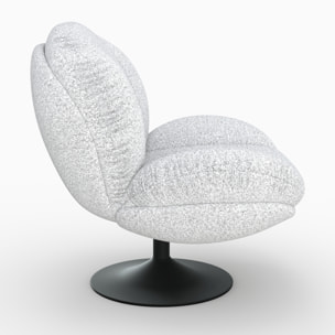 Fauteuil pivotant en tissu bouclé gris chiné - Ricci