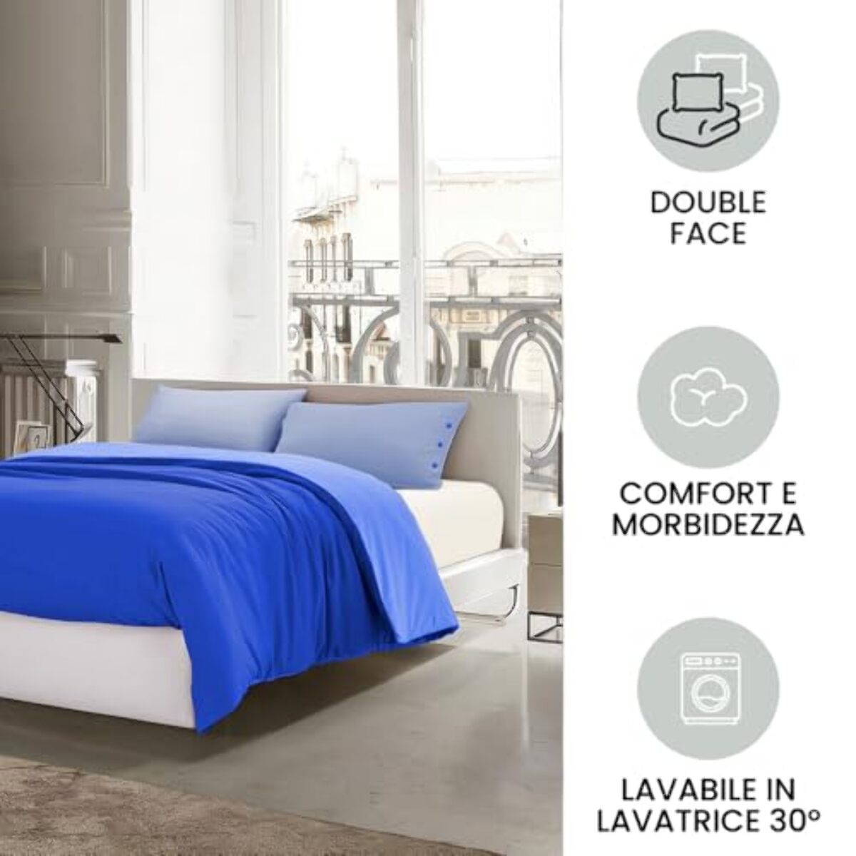 Intrecci Parure Copripiumino Bicolore 100% Cotone Singolo