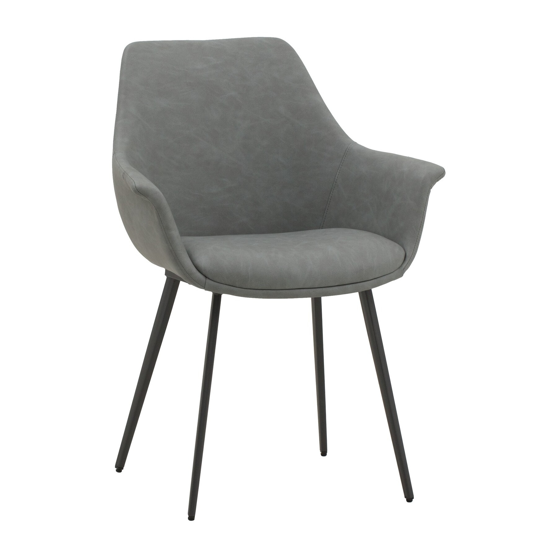 Set di 2 sedie MIRASIERRA in similpelle grigio e gambe in metallo nero, con braccioli