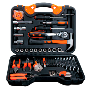 Set di strumenti per riparazione auto con valigetta di trasporto e 55 pezzi.