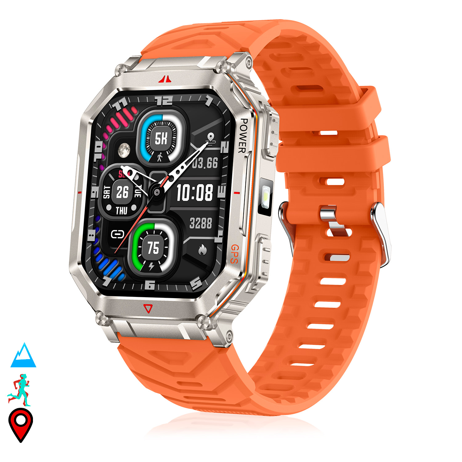 Smartwatch KR92 con llamadas BT, GPS, herramientas de exploración, monitor cardiaco, ChatGPT y + de 100 modos deportivos.