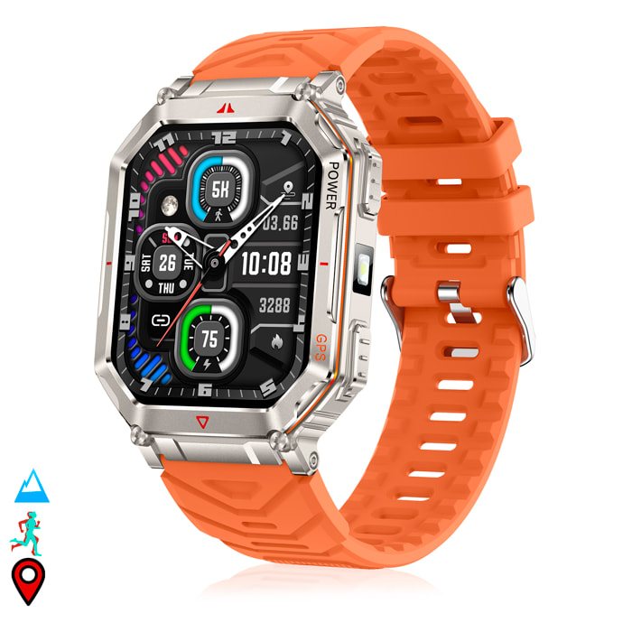 Smartwatch KR92 con llamadas BT, GPS, herramientas de exploración, monitor cardiaco, ChatGPT y + de 100 modos deportivos.