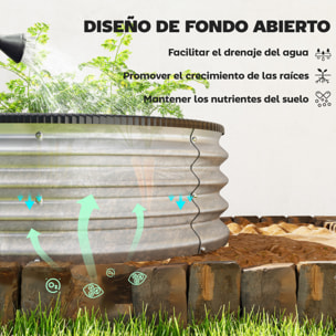Juego de 2 Jardineras Exterior Grandes de Acero Galvanizado, Huertos Urbanos, Maceteros Exterior Modular con Base Abierta para Plantas, Resistente a la Intemperie, 135x90x30 cm, Plateado