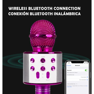 DAM Microfono Karaoke Multifunzione con Altoparlante Incorporato 7,5x7,5x22,3 Cm. Colore fucsia