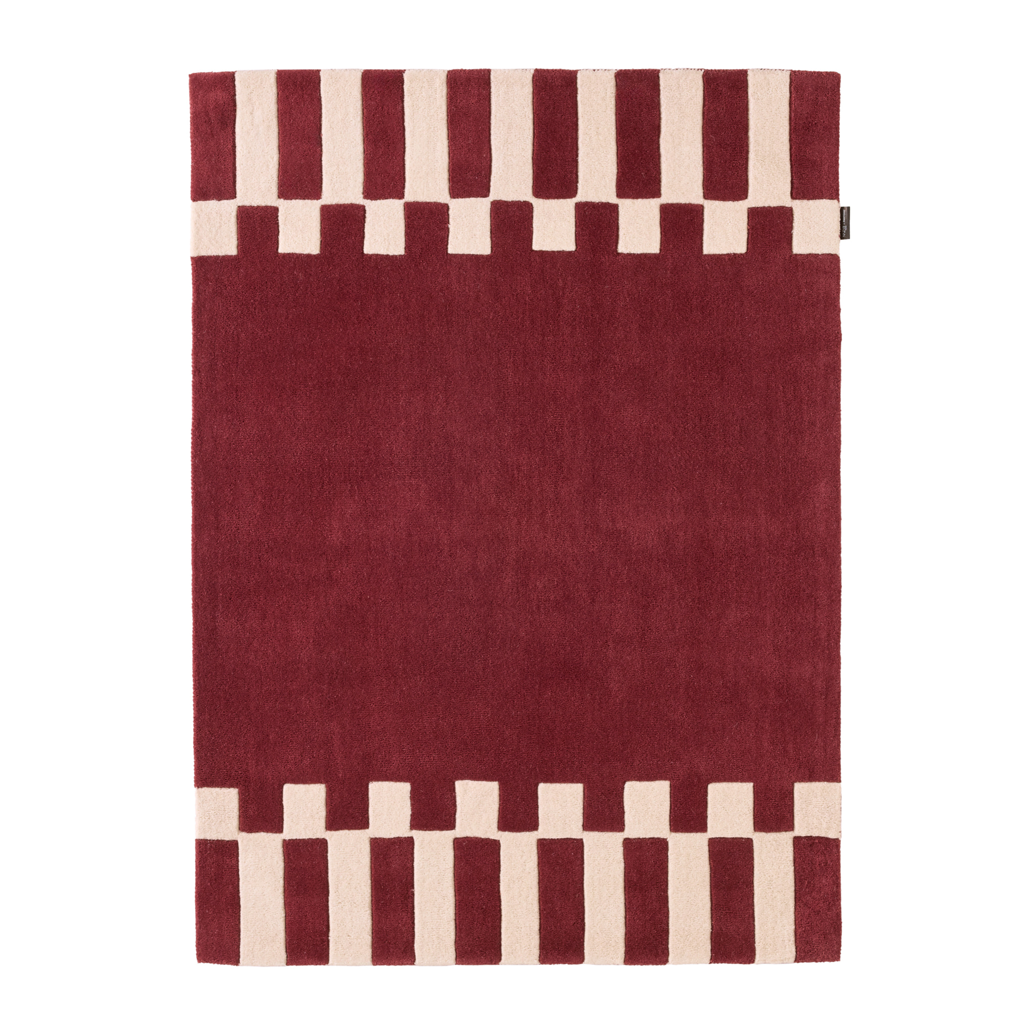 PANTONE - Tapis en laine fait main Rouge D'ORAGE à motif géométrique bordeaux