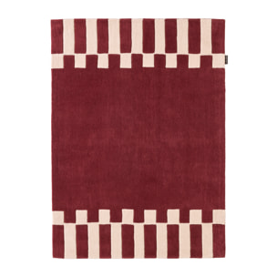 PANTONE - Tapis en laine fait main Rouge D'ORAGE à motif géométrique bordeaux