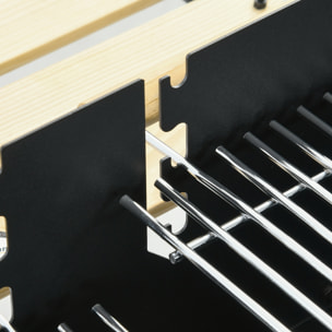 Barbacoa de Carbón, Barbacoa Portátil, 113x53,5x82,5 cm, con 2 Parrillas Alturas Ajustables, Mesa Lateral, Estante y Ruedas, para Jardín o Fiesta al Aire Libre, Negro