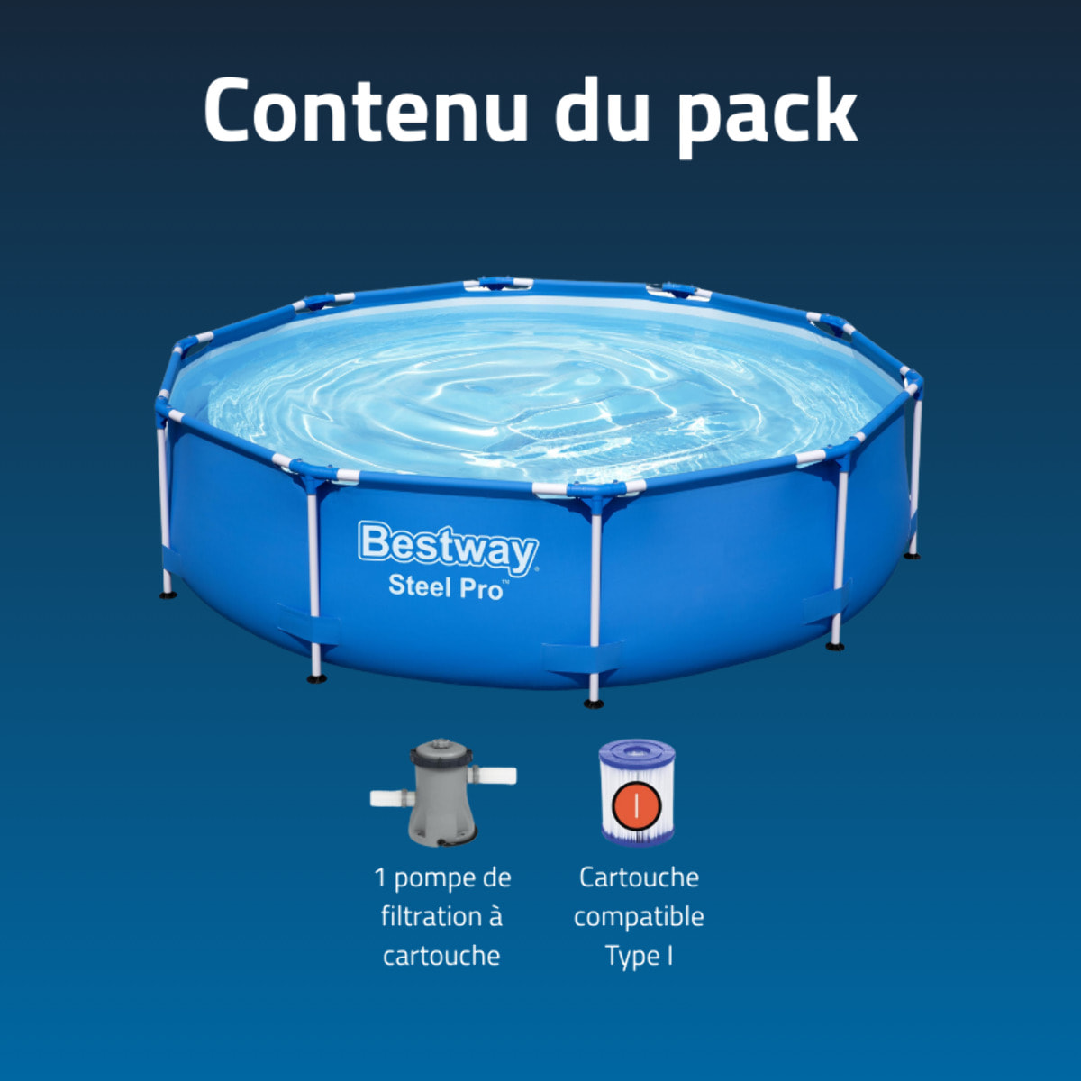Bestway Piscine hors sol - Ronde - Steel Pro - Bleu clair - 305 x 76 cm