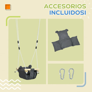 Columpio para Bebés de 9-36 Meses con Cuerdas Ajustables Columpio Infantil con Asiento Acolchado Carga 70 kg para Interiores y Exteriores 40x40x110-180 cm Gris Oscuro