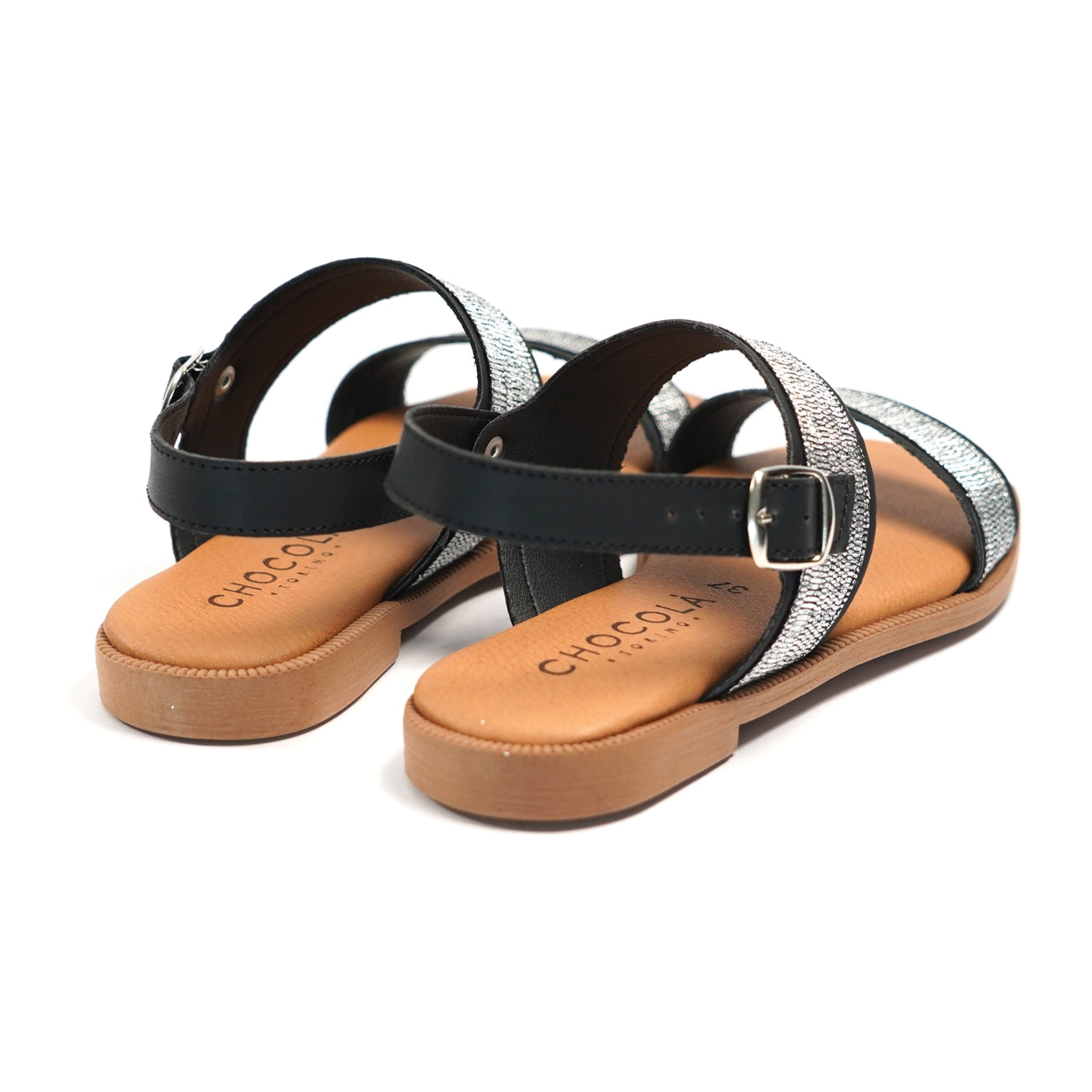 SANDALO FLAT DOPPIA FASCIA ARGENTO