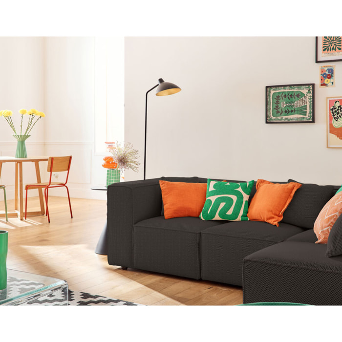 Arty - canapé modulable d'angle droit 5 places - en tissu mailles 3D - Gris foncé
