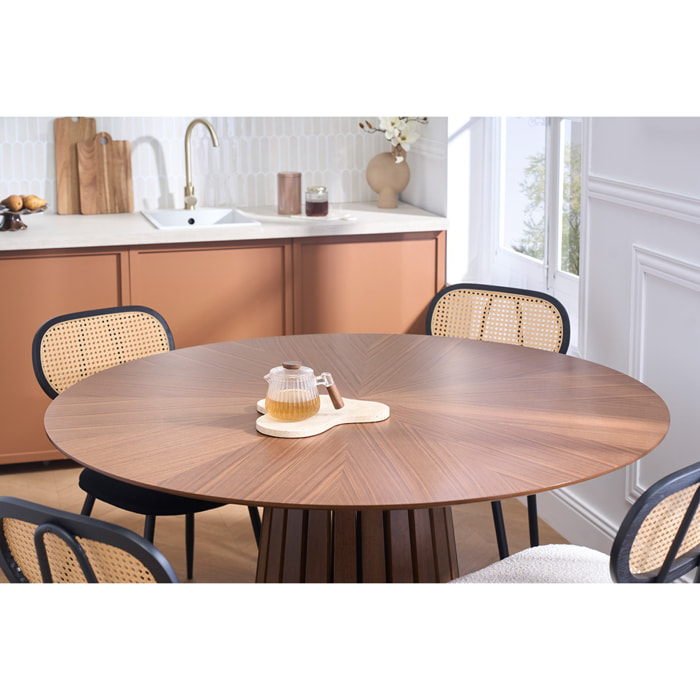 Table à manger ronde en bois foncé noyer D137 cm DITA
