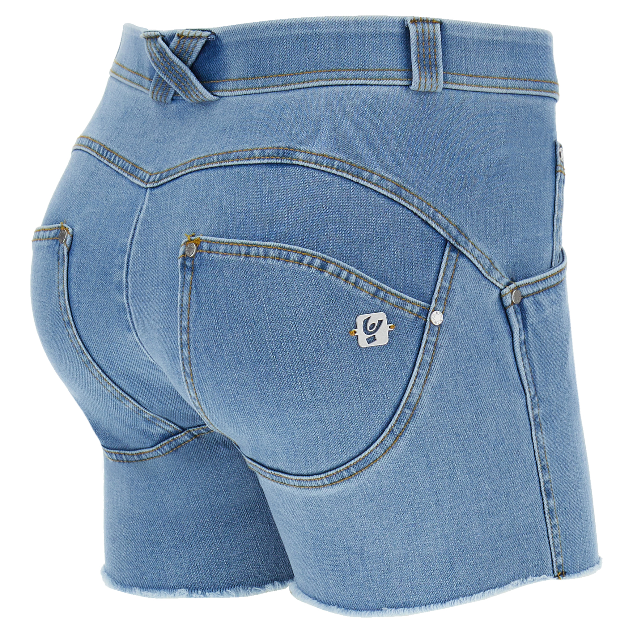 Shorts push up WR.UP® sfrangiati vita regular in denim navetta ecologico