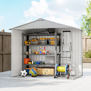 Abri de jardin cabanon porte verrouillable - dim. 213L x 130l x 185H cm - tôle d'acier gris alu