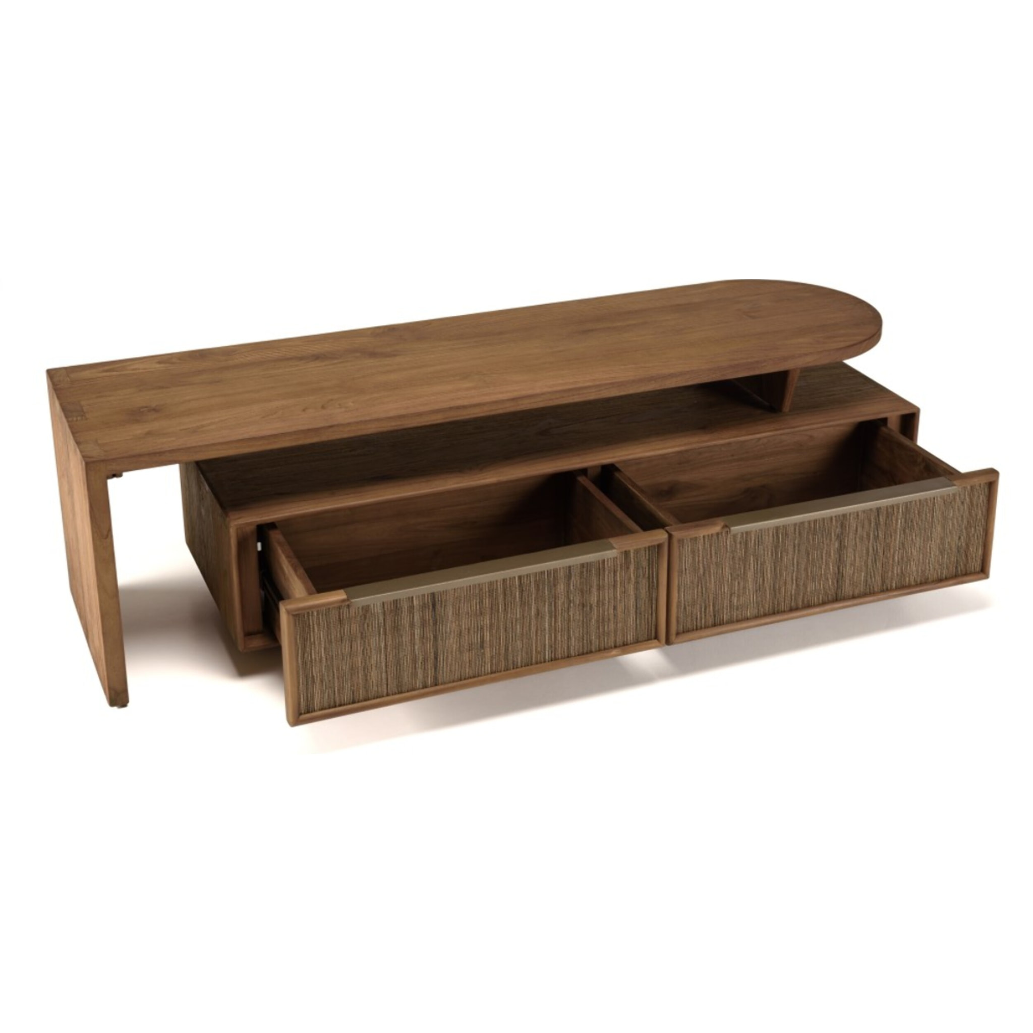 SIXTINE - Meuble TV modulable 140x40cm 2 tiroirs en bois teck recyclé